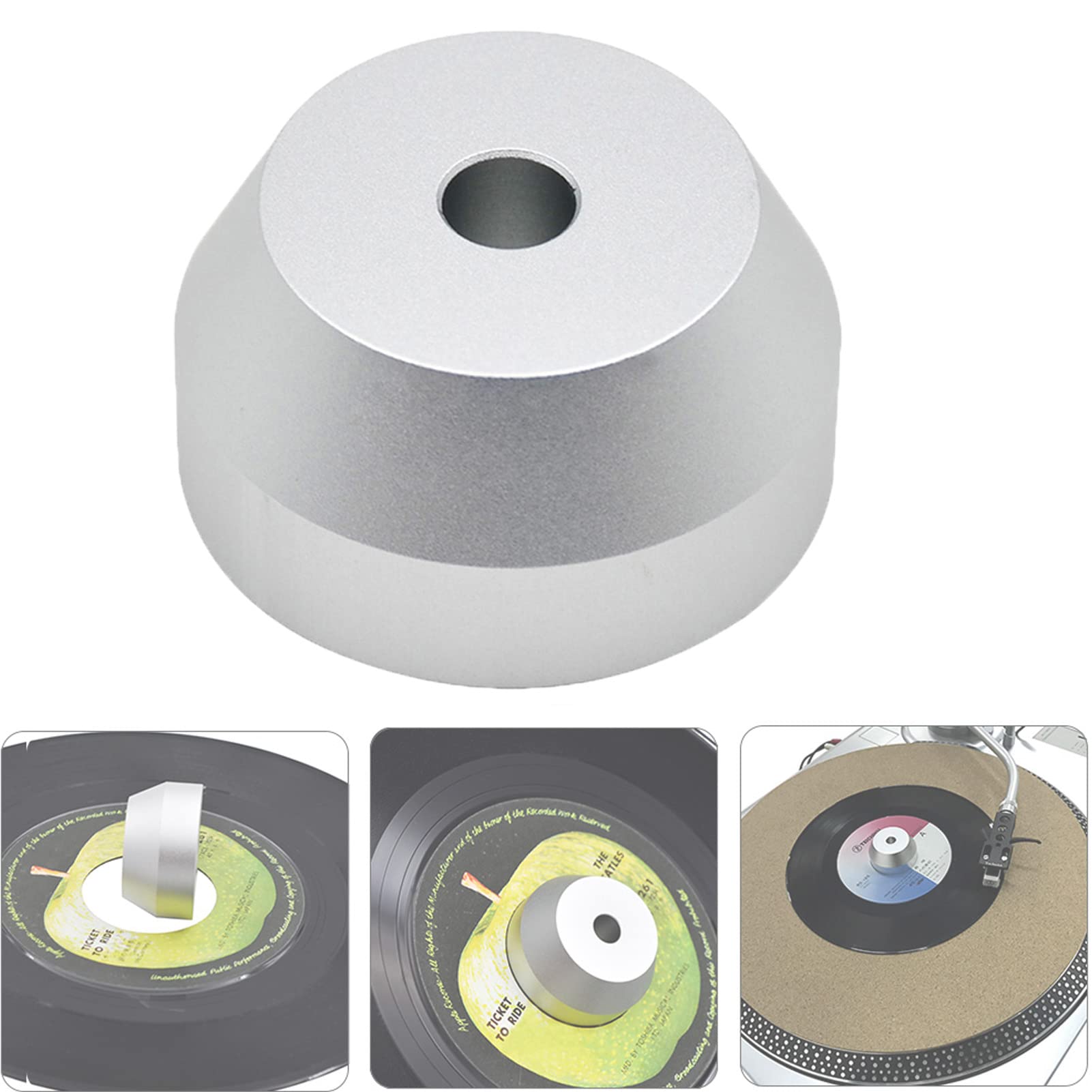 45 RPM Adapter, 7 inch Vinyl Record Dome 45 Adapter, 7 Inch Vinyl Record Adapter, Aluminum Record Dome Adapter for Gramophone Record