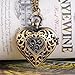 Souarts Antique Bronze Color Hollow Heart Shape Pocket Watch