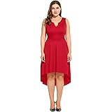 Women Lady Plus Size Sleeveless Hem Pleated Midi Club Evening Party Dress