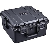 Lykus HC-3620 Waterproof Hard Case with Customizable Foam Insert, Interior Size 13.98x13.98x8.07 in, Suitable for camera, lens, drone, mic, flashlight, projector, electronics, tools, and more
