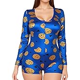 MissShorthair Onesies Women Sexy, Cute Onesie Pajamas for Women Long Sleeve Cookie Monster Large