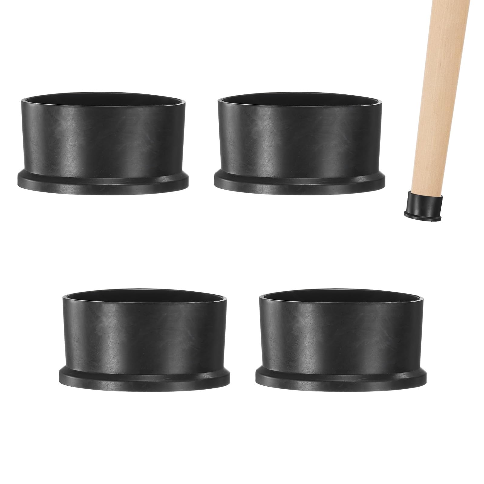 M METERXITY 4-Pack Chair Leg Caps, 2-3/8 Inch(60mm) PVC Chair Leg Floor Protectors for Folding Chairs/Metal Chairs/Furniture Table/Hardwood Floors, Round Non-Slip Cover End Tips [Black]
