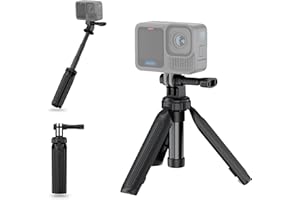 JJC Extendable Mini Selfie Stick Tripod, 9.7” Portable Handle Grip Accessories for Action Camera Gopro Hero 13 12 11 10 DJI A