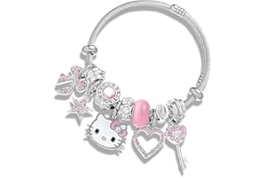 SINOEEM Cute Charm Bracelet, Adjustable Stainless Steel Composite Bangle, Classic Cartoon-Designed Jewelry. A Silver Bracelet Makes The Gift for Girls Girlfriends, Women or Sisters.