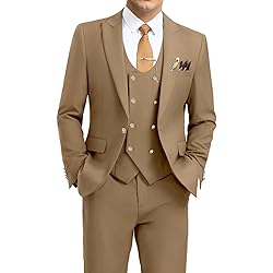 Aowdoy Men's Suits 3 Piece Slim Fit Tuxedo Suit One