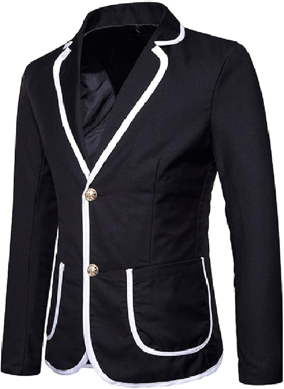 Amazon Kankanluck メンズパイピングトリムブレザー固体カラースリム2ボタンジャケット コート ジャケット 通販