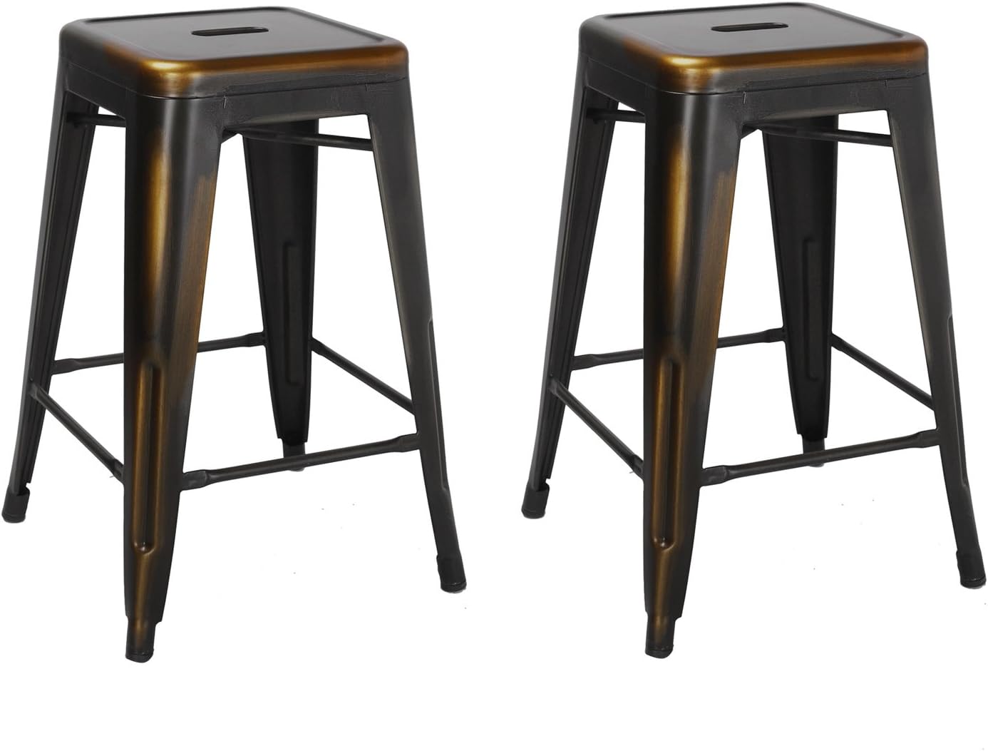 Adeco 24" Metal Counter Stools, Vintage Barstool, Black