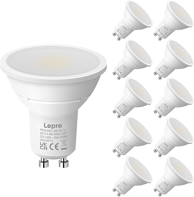 Lepro GU10 LED Bulbs 6500K Cool White 4.5W 345lm 100° 10 Pack Non-Dimmable