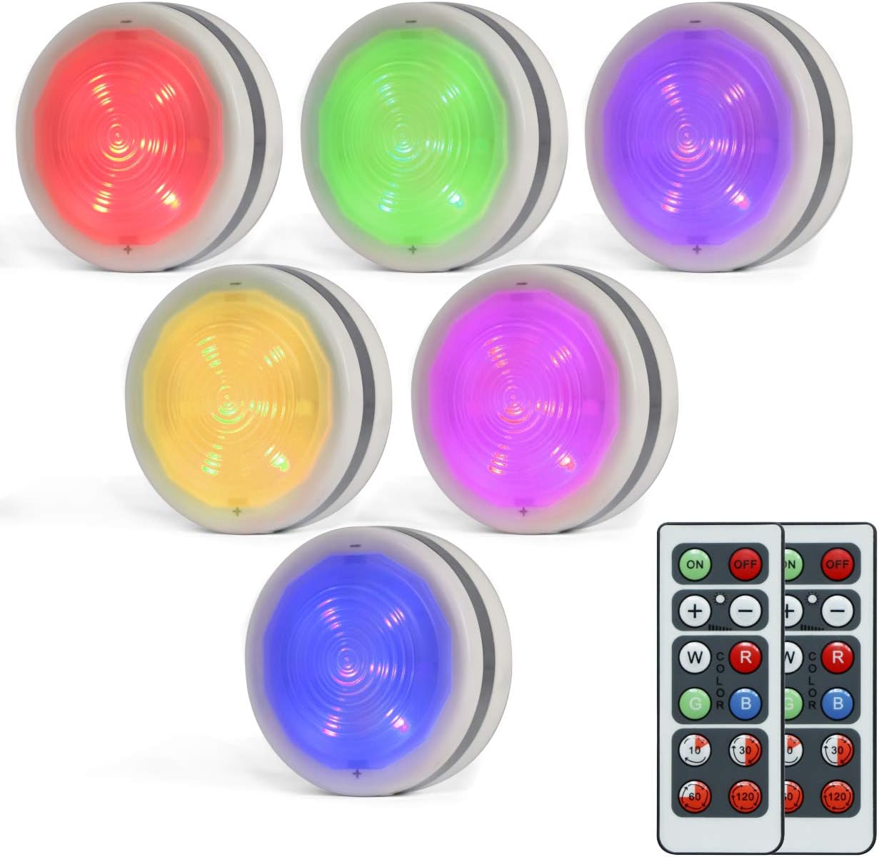 Tripop Color Changing LED Puck Lights, RGBW and Battery Powered Under