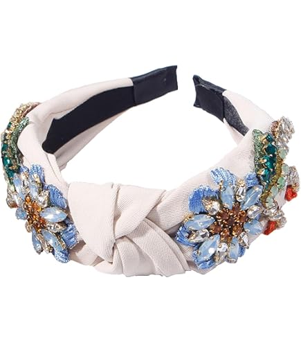 Crystal Flower Headband Pearl Bead Tassel Luxury Rhinestone Elegant Floral Amazon.com : Florate White Crystal Flower Headband for Women  main image 2