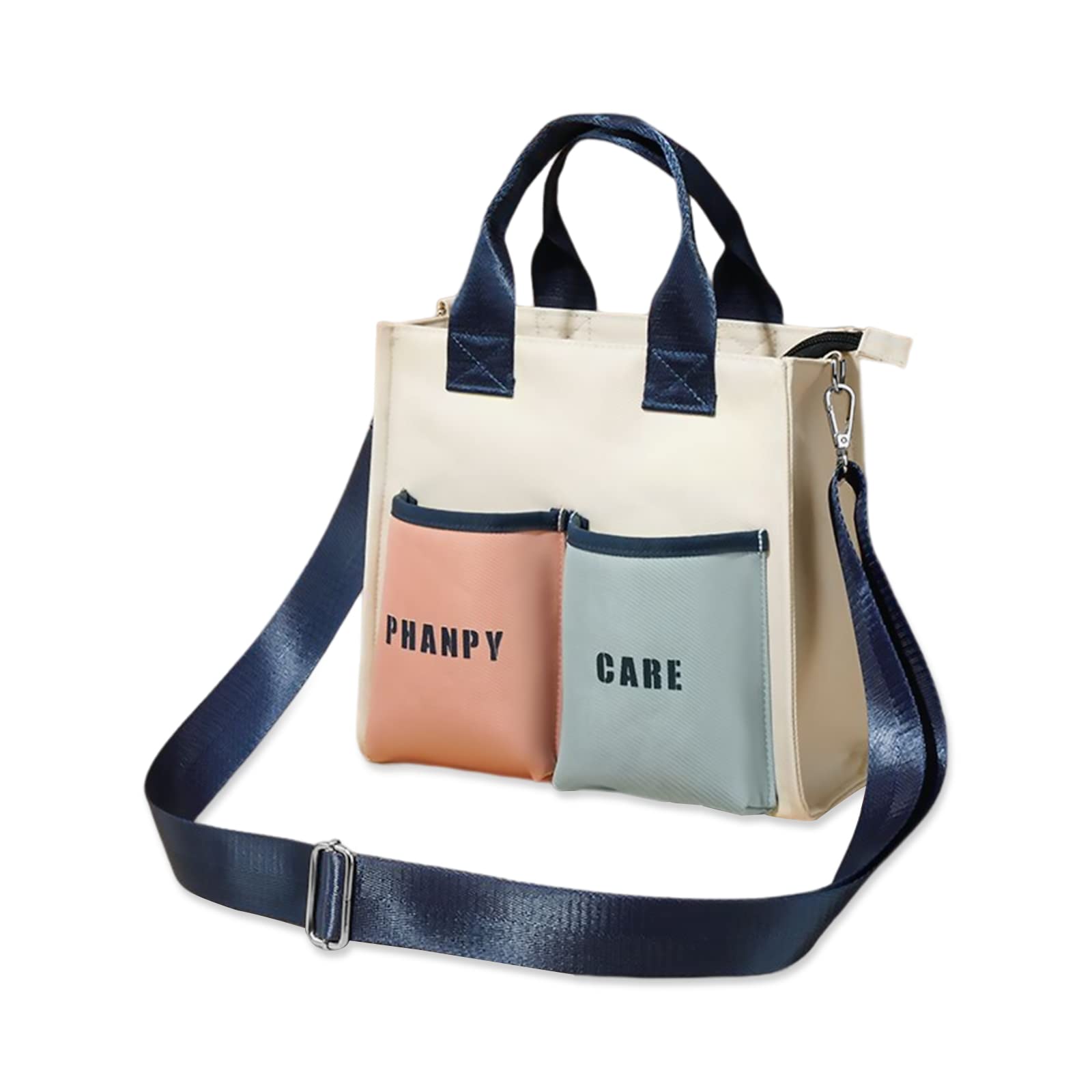 SONARIN Stylish Lightweight Baby Nappy Changing Tote Bag,Multi-Function Waterproof Baby Changing Bag Satchel Messenger Bag Portable Travel Diaper Bag with Stroller Straps(White)