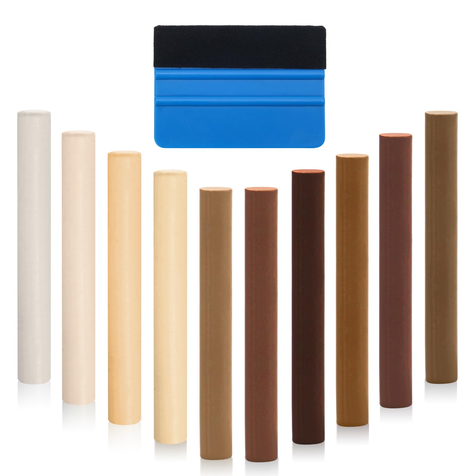 Hoedia Wax Filler Sticks Wood Furniture Repair, Wax Scratch Repair Sticks, 10PCS Light Oak Wood Filler Furniture Repair Wax Crayon, Laminate Floor Repair Kit, Upgrade Wood Scratch Remover (C)