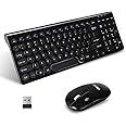 YXLILI Wireless Keyboard and Mouse Combo - Silent Click, 12-Month Battery, Military 2.4G Stability, Ultra-Slim Space-Saving Design with Numpad, Universal Compatibility for Windows/Mac/Linux-Black