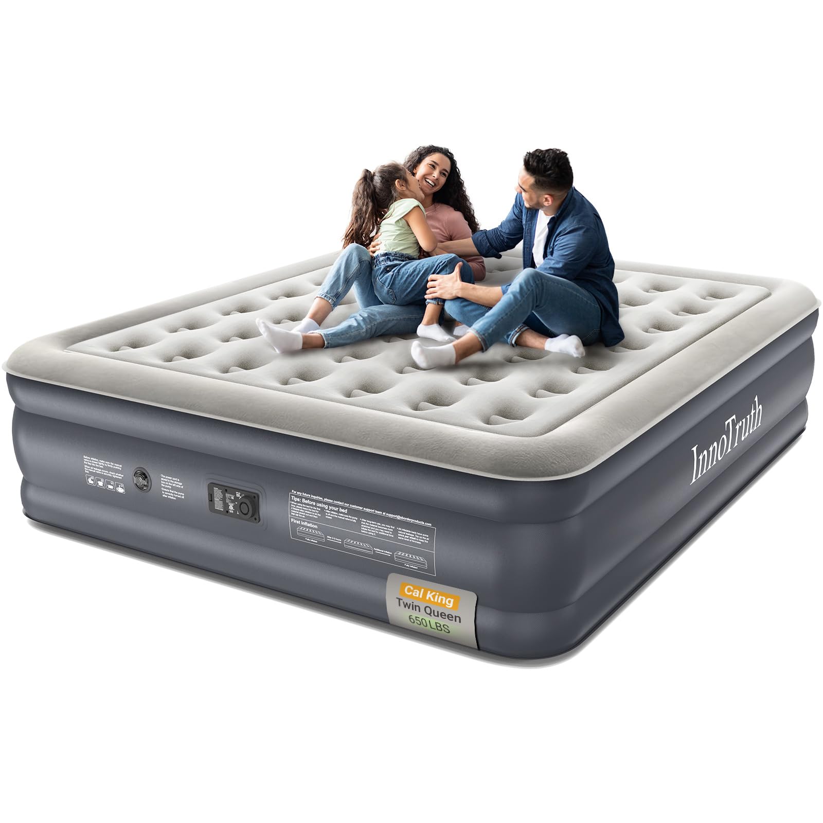 Photo 1 of **unknown to any holes **
InnoTruth Cal King Air Mattress with Built in Pump, Inflatable Blow up Mattress, 18" Raised Colchones Inflables Air Bed for Guests & Home, Ideal for Home Use and Outdoor Camping, 650lb Weight Capacity