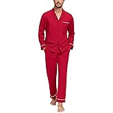 COLORFULLEAF Men's 100% Cotton Pajamas Set Button Down Pajamas for Men Long Sleeve 2 Piece Sleepwear Lounge Sets with Pockets