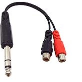 6.35mm to 2 RCA Cable, 6.35mm 1/4 inch TRS Stereo Jack Male to Dual RCA Female Plug Y Splitter Adapter Cable - 8 Inch(635M-2R