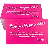 RXBC2011 Thank you for the support card Appreciation Notes Thanks card Package Insert for online business pack of 100 Letter print Hot pink