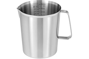 QWORK 304 Stainless Steel Measuring Cup 32 OZ with OZ/ML Graduations, 4 Cup Kitchen Mixing Pitcher, Precision Engraved Markin