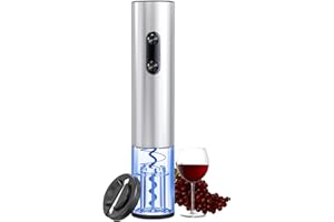 COKUNST Electric Wine Opener, Battery Operated Corkscrews Wine Bottles Openers with Foil Cutter & LED Light, Reusable Automatic Wine Remover Stainless Steel for Wine Lover Home Kitchen Party