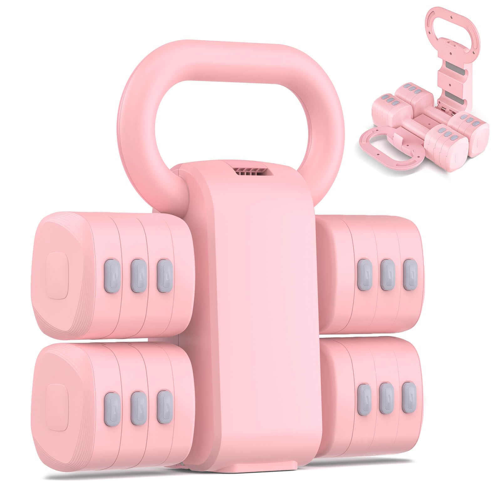 Photo 1 of Nimsqury 2-in-1 Adjustable Dumbbell Set, Upgraded 4 Levels Hand Weights for Women Men, Each 2.2/3.3/4.4/5.5lb, Convertible Weights Dumbbells and Kettlebell Set for Home Gym Exercise & Fitness