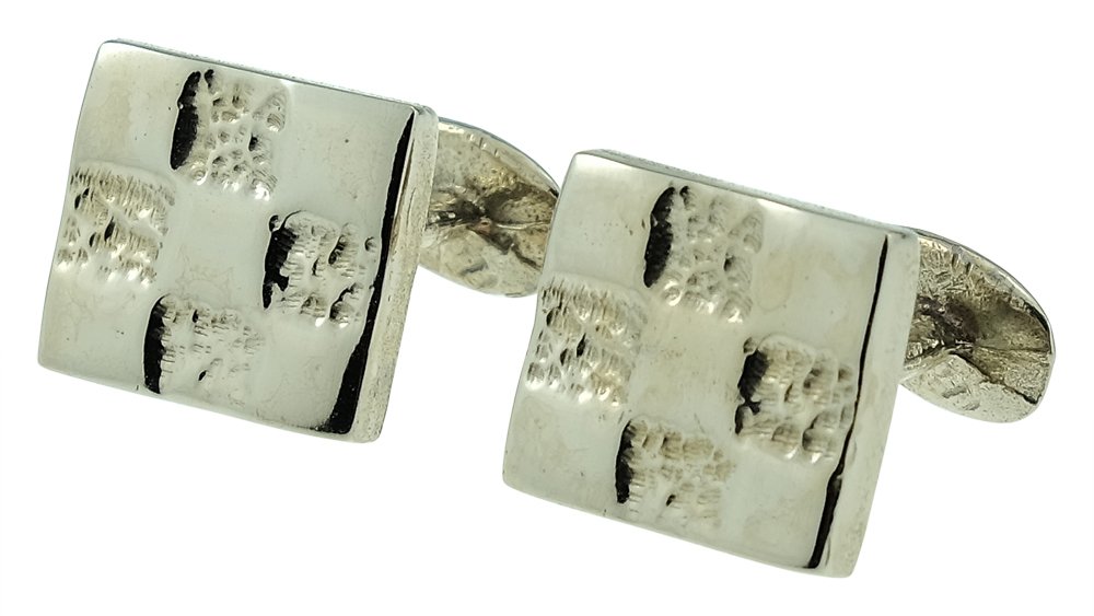 Grid Designed Pure Bronze 8 Year Anniversary Cufflinks