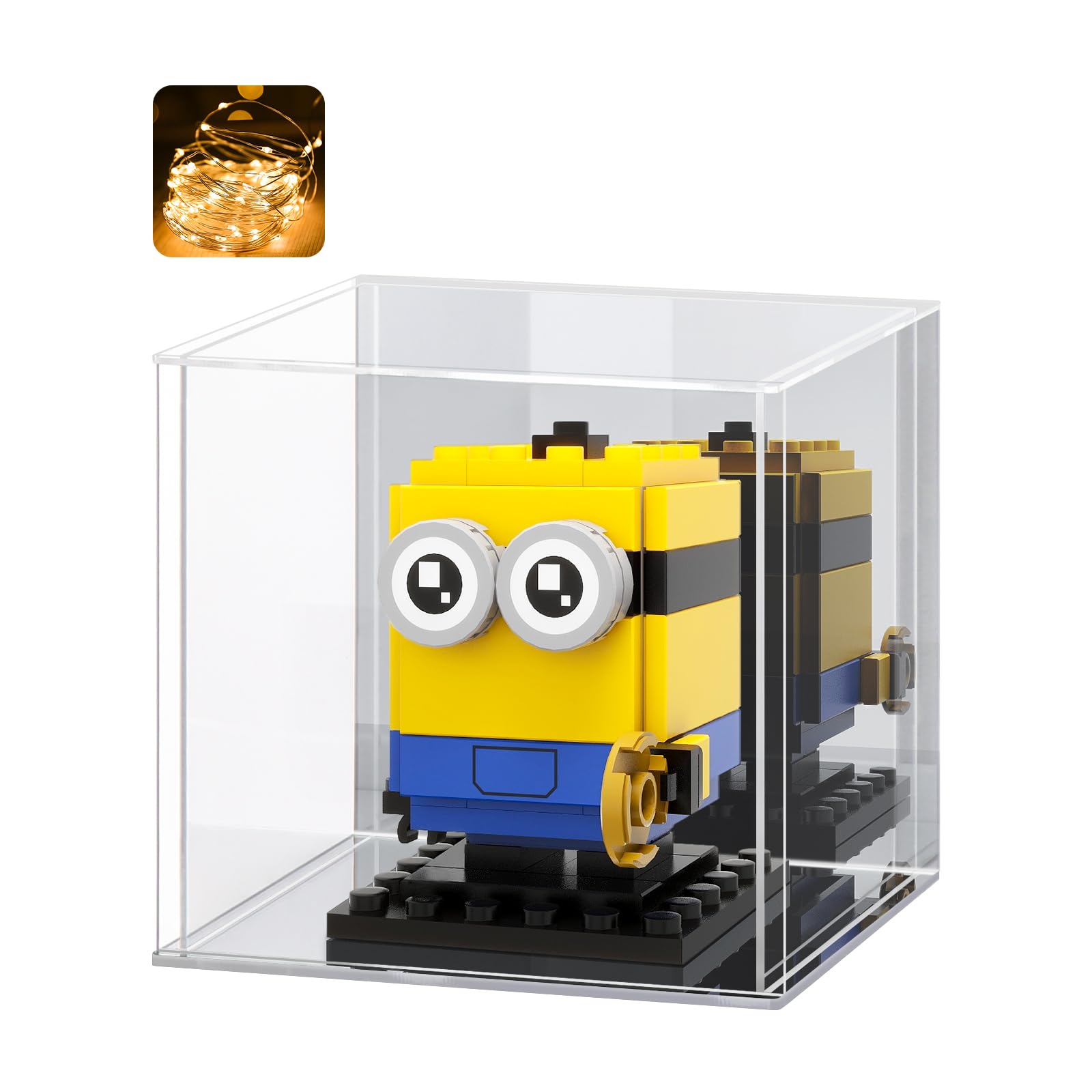 Photo 1 of LASOA Acrylic Display Case for Collectibles – Clear Display Box with Mirrored Back and Base, Self-Assembly Small Showcase for Figurines, Models, and Memorabilia, 4x4x4inch