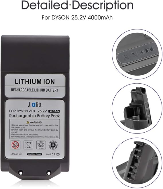 Amazon Com Jialitt 25 2v 4 0ah Replacement Battery For Dyson V10 Animal V10 Absolute V10 Motorhead Cordless Vacuum Cleaner Electronics