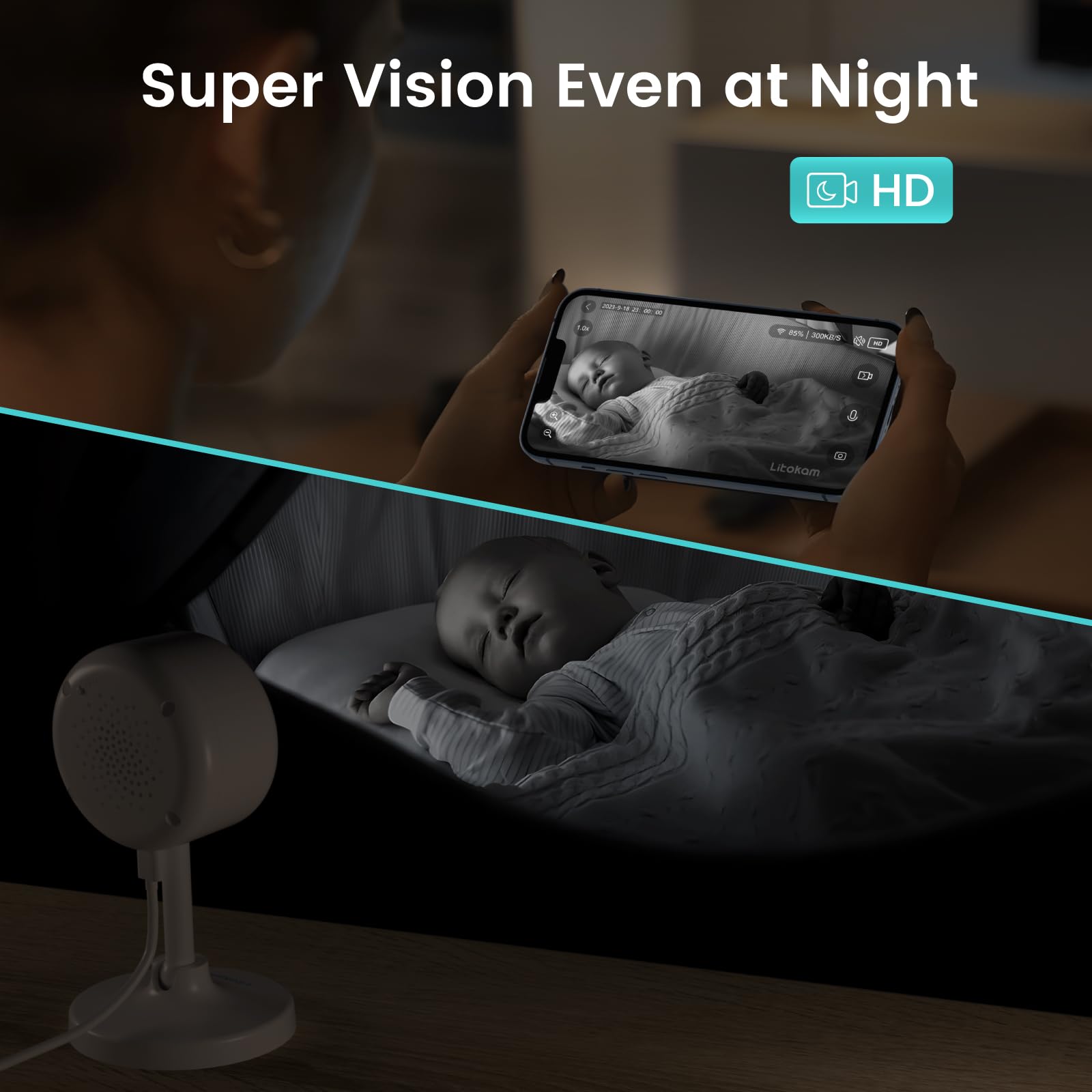 litokam Indoor Cameras for Home Security with Night Vision, Pet Camera with Phone App, Motion Detection, 2-Way Audio, WiFi Camara Home Cam1080P