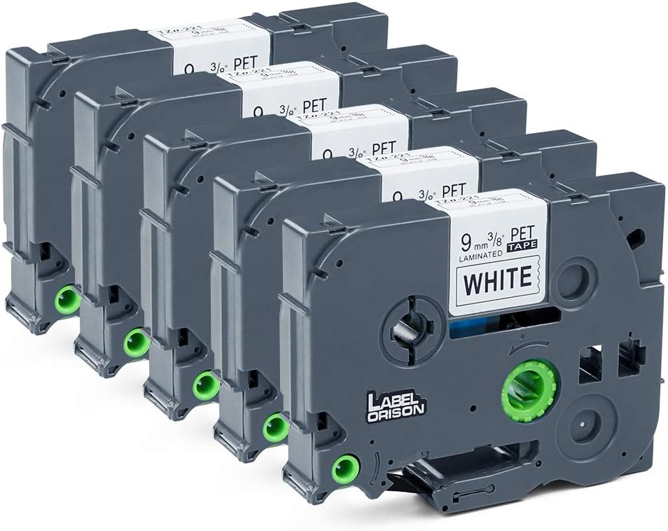 Label Orison TZe 221 Label Tape Compatible with Brother P-Touch Label Tapes Black on White 9mm x 8m Laminated Labels for P-Touch H101C H110 H105