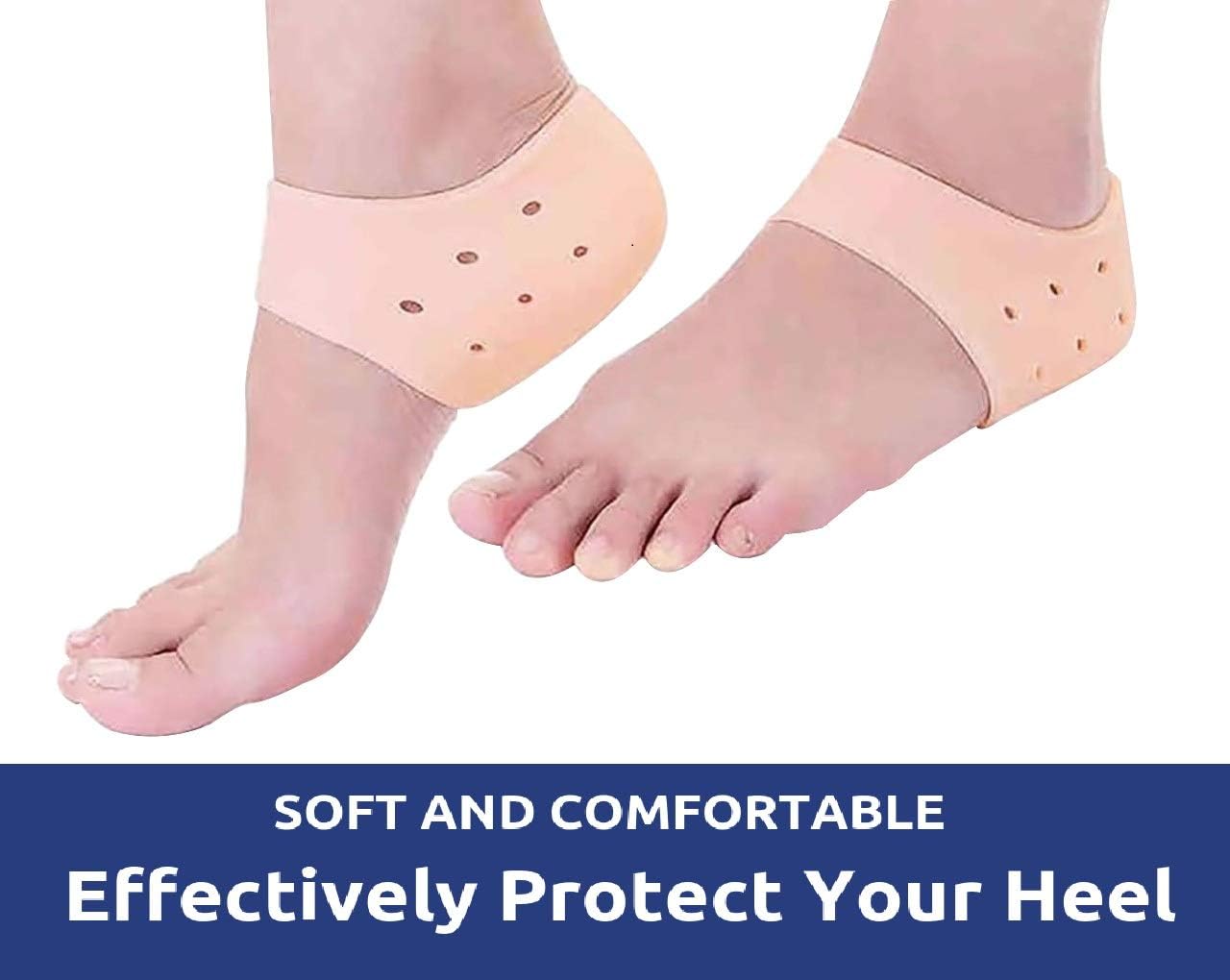 IZZORI Silicone Gel Heel Socks for Dry Hard Cracked Heel Repair Pad, Swelling & Pain Relief, Cushion Support, Foot Care, Ankle Protection, Plantar Fasciitis for Men and Women (Free Size, Skin, 1 Pair)