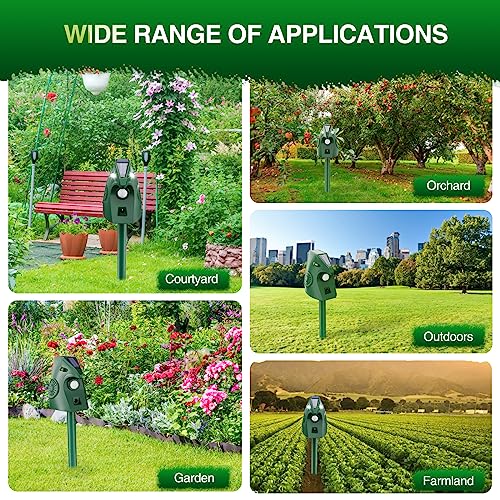 outsweat Outdoor Cat Repellent, Ultrasonic Cat Repellent Solar Cat Dog Repellent USB Solar Charging, Cat Dog Garden Repellent for Cats, Birds, Fox, Mouse and Rat, Pigeon, Rabbit