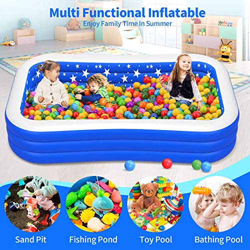 Plastic Kiddie Pool, 96"X56"X22" Inflatable Kids Pool, FullSized
