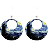 Starry Night Van Gogh Earrings by d'ears Non-Tarnish Sterling Silver French Hook Ear Wire, made in the U.S.A,