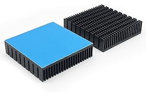 Awxlumv 2PCS Aluminum Heat Sink 60mmx60mmx15mm with Thermal Conductive Adhesive Tape, Square Module Heatsink Profile Cooling 