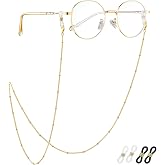 Glasses Chain for Women 14K Gold Plated Eyeglass Chain, 2 Pairs End Clips | Classic Eye Glasses Holders Around Neck, Fit Reading Glasses, Sunglasses, Multi-use Chain