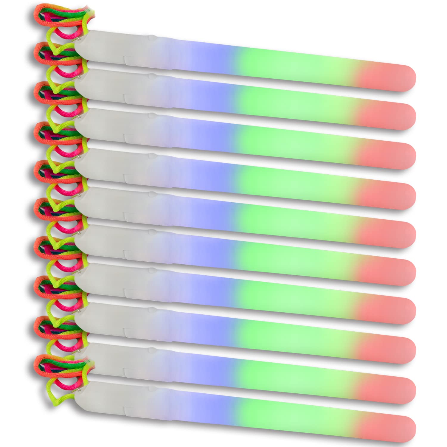 The Glowhouse Flashing LED Party 7" Glow Sticks Multi-coloured Rainbow Wand with safety clasp Lanyard (Pack of 10)