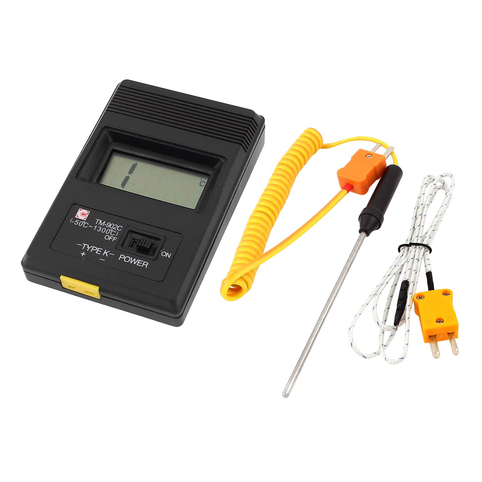 YOKIVE K-Type Digital Thermometer Temperature Reader Sensor, -50-1300C Thermometer with 10cm Probe, Great for Factory, Industry (Black, 11x7cm)