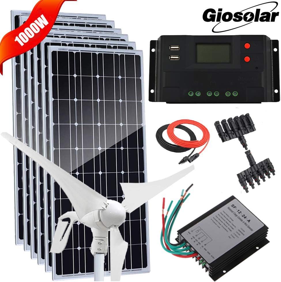 1000 Watts Wind Solar Power Kit 12V 400 Watt Wind Turbine