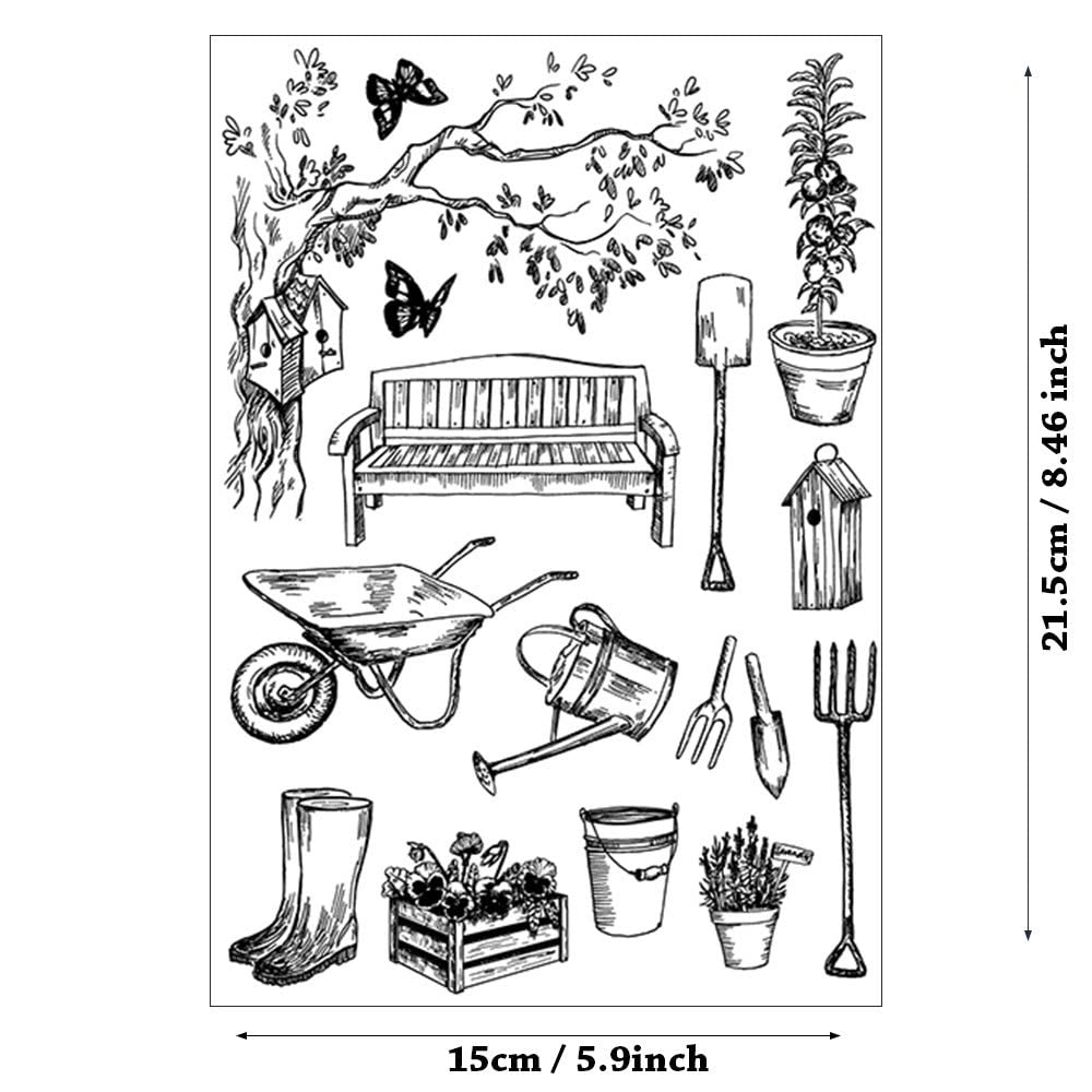 WooYangFun 1pc Garden Bench Tree Relax Clear Stamp for Card Making Decoration and Scrapbooking