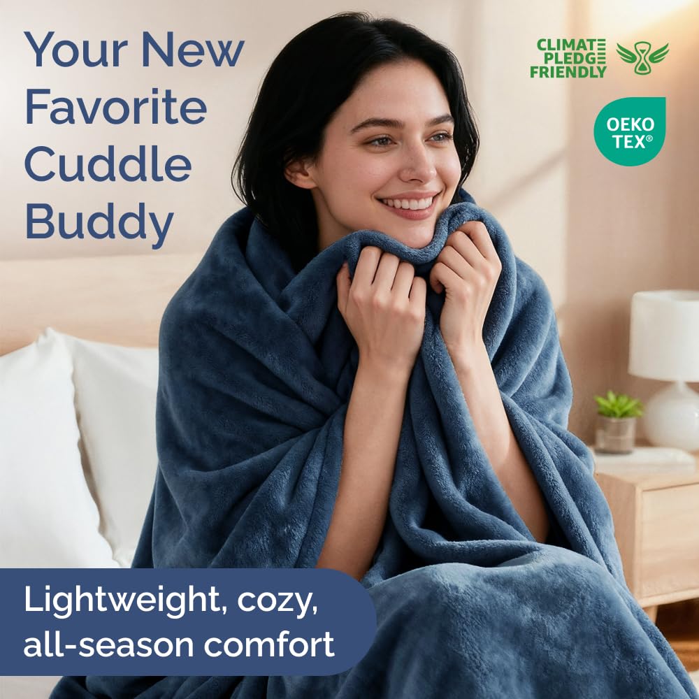Condition photo showing As Is for ultra soft fleece blanket full size - flannel fleece luxury full blanket - lightweight for couch bed