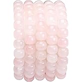 BEADIA Natural Rose Quartz Flat Cut Round Drum Stone 8mmx7mm Loose Semi Gemstone Beads for Jewelry Making 38cm