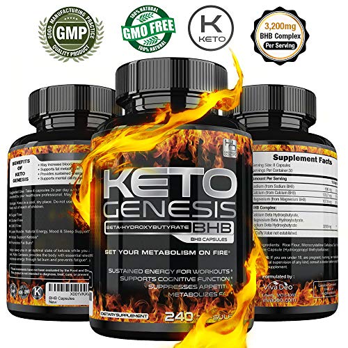 Keto BHB - 240 Exogenous Ketones Capsules - 3,200mg of Beta Hydroxybutyrate Complex Per Serving - Potent, Fast Acting Supplement for Weight Loss, Rapid Ketosis, Fat Burn