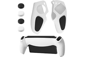 HYPERCASE Soft Grip Case for Playstation Portal Remote Player, Anti-Slip Silicone Handle Protective Cover Anti-Scratch Skin for PS5 Portal Left and Right Controller with 4 Thump Caps - White&Black
