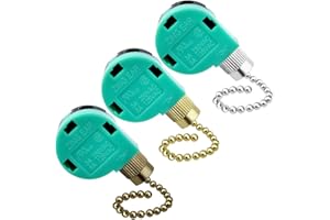 Topbuti 3 Pack Ceiling Fan Switch 3 Speed 4 Wire Zing Ear ZE-268S6 Fan Pull Chain Switch Replacement Speed Control Switch for Ceiling Fan Light, Wall Lamps, Cabinet Light (Multicolored)