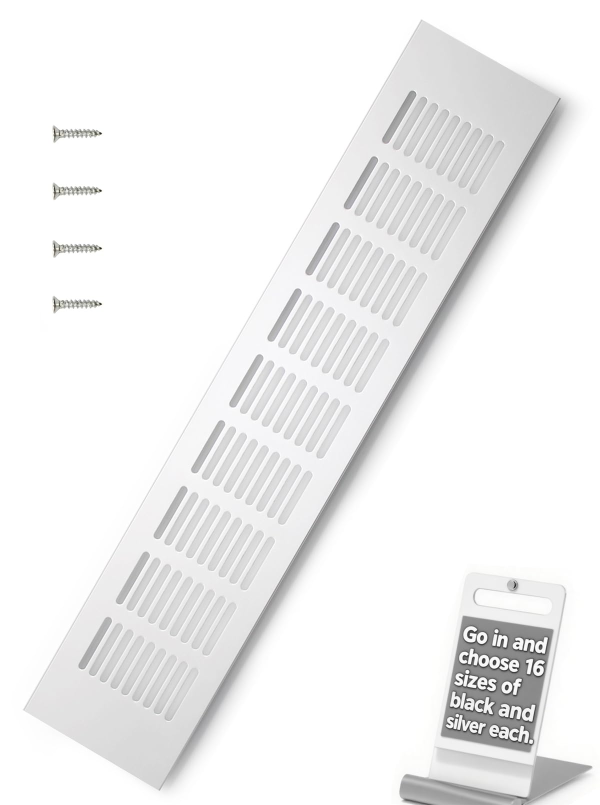 WJUAN Air Vent Grille Cover Ventilation Grill, 400 mm Silver Square Aluminum Alloy Vent Cover for Cupboard Wardrobe Ventilation