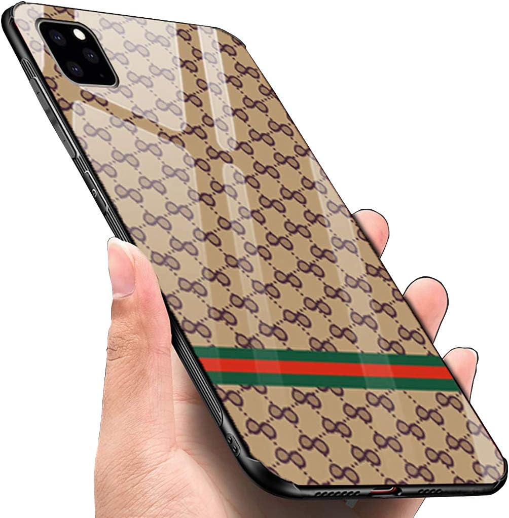 LANYOS Compatible iPhone 11 Case, Ultra-Thin Tempered Glass Pattern Painted Back Cover + Soft TPU Bumper Frame (6.1 inch 2019) (Light-Lattice)