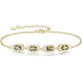 GexTyde Birthstone Bracelets for Women, Gold Trendy Dainty Link Bracelet Jewelry Birthday Christmas Day Gifts for Women Girlfriend Friend Her Mom Wife