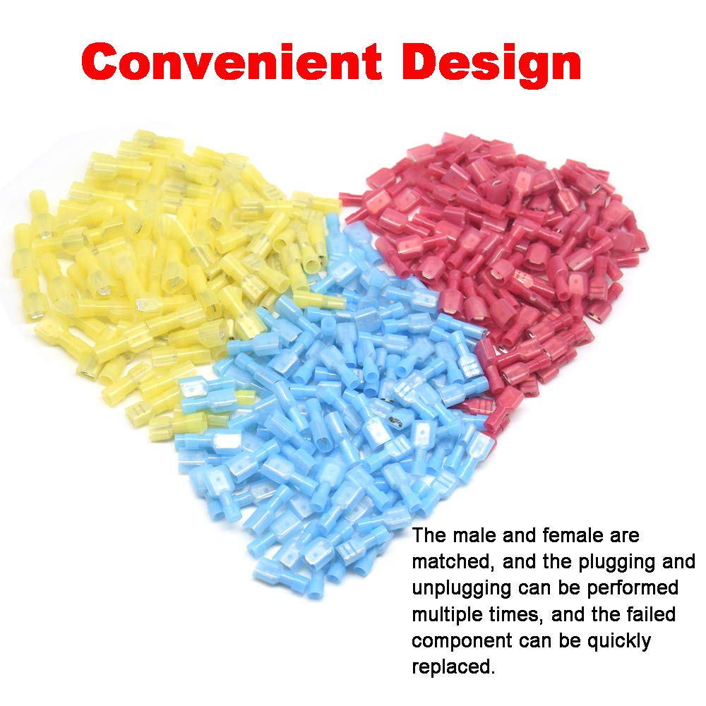 Yosawo 320 Pieces Wire Connectors Fully Insulated Male/Female Spade Nylon Quick Disconnect Electrical Crimp Terminals Assortment Kit - Image 5