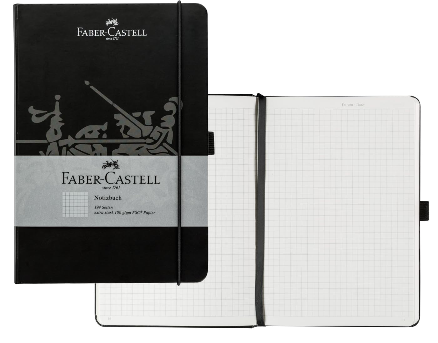 1 x Faber-Castell Notebook, FSC Mix, Squared 145 x 210 mm Black