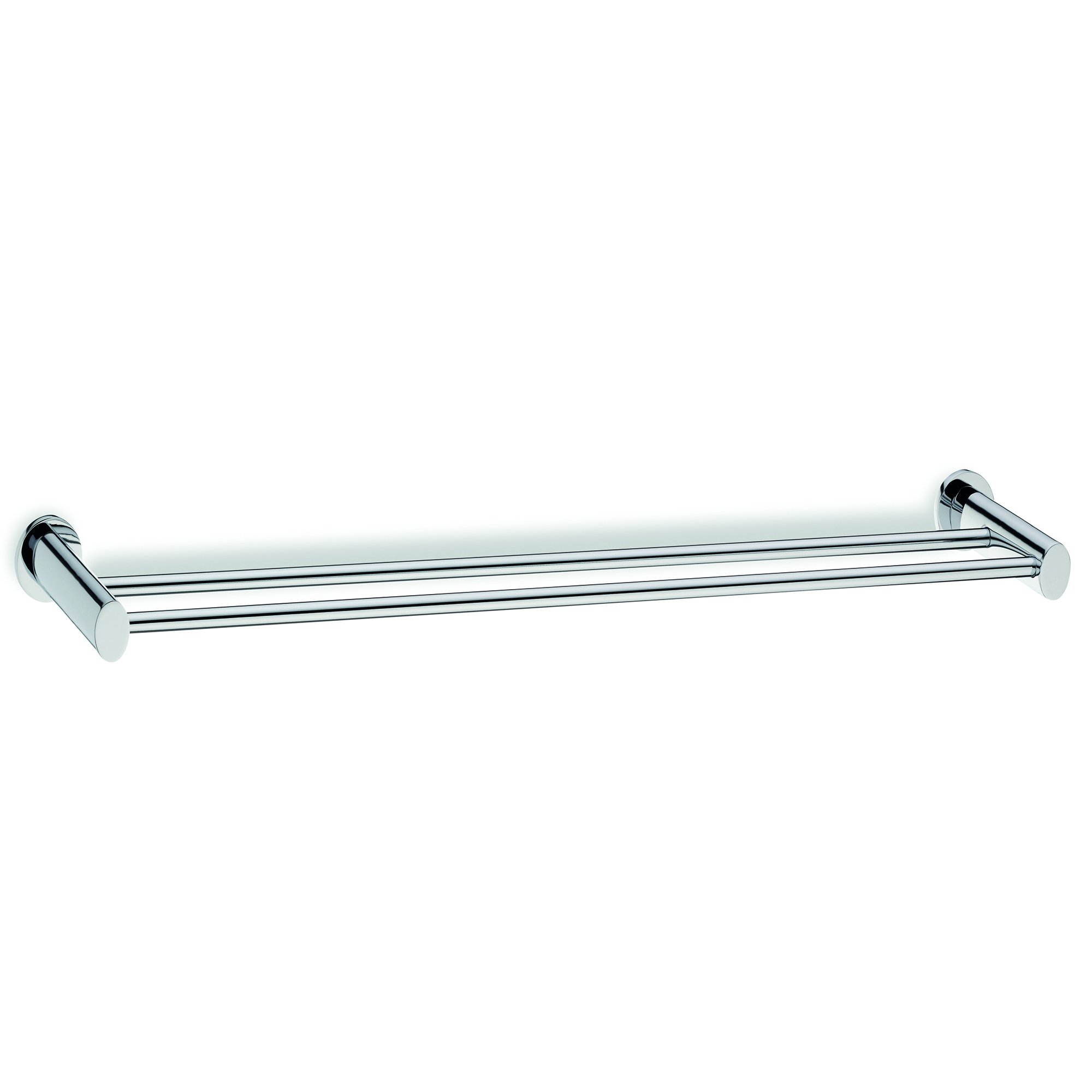 kela towel rail double 59.5cm, towel rail with 2 towel rails, towel rail without drilling, wall mounting, MAKIRA, shiny chrome-plated brass
